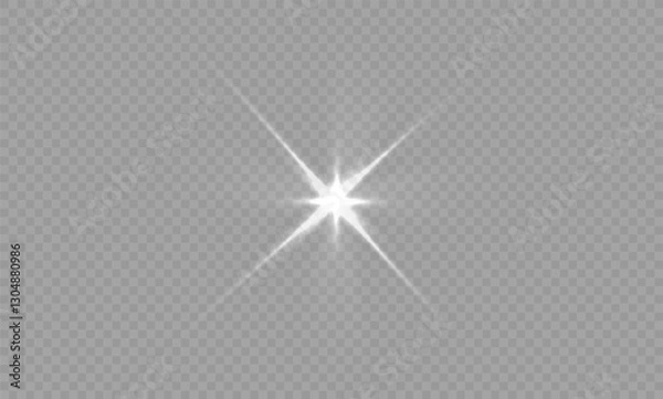 Fototapeta Elegant White Glow Light Effect with Starburst and Sparkles, Abstract Vector Art with Shimmering Light Rays, Glowing Effects, and Sparkling Starbursts for Stunning Creative Illustrations and Designs.