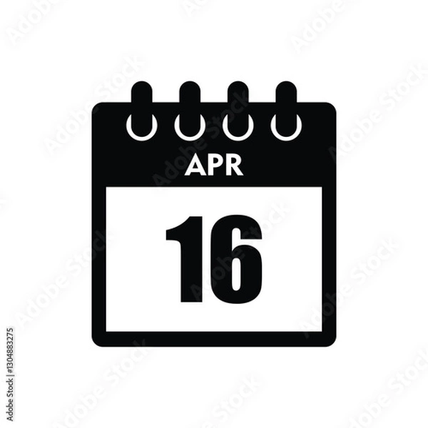 Fototapeta calender icon, 16 april icon with white background