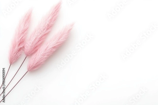 Fototapeta Soft pink pampas grass arranged on a clean white background for decorative purposes in home decor styling
