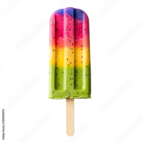Obraz rainbow popsicle ice cream, isolated on white background