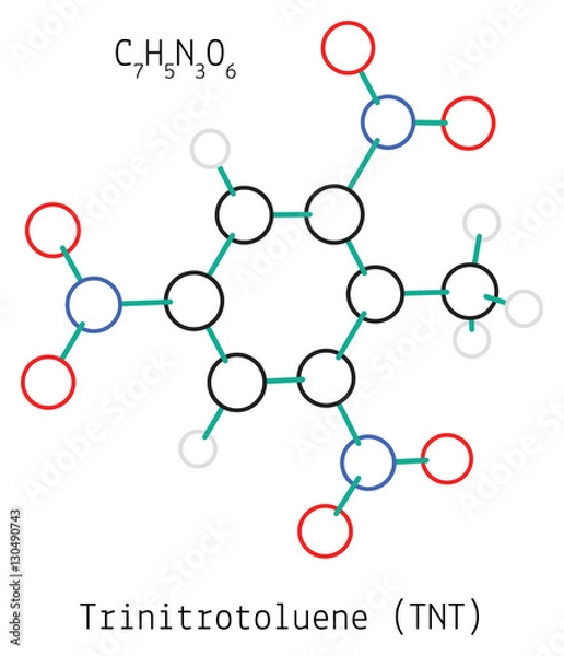 Fototapeta Trinitrotoluene TNT C7H5N3O6 molecule