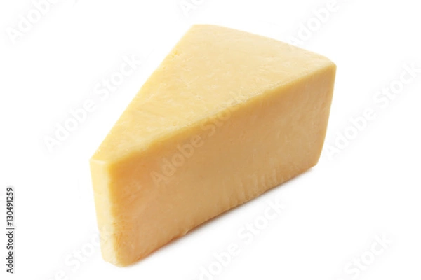 Obraz Cheddar cheese isolated on white background
