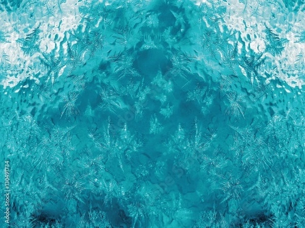 Obraz Beautiful natural frosty pattern on winter window. Selective focus