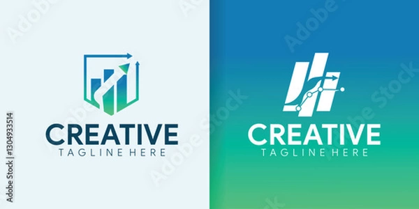 Obraz Growth chart logo design, gradient background, corporate branding