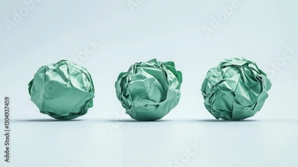 Fototapeta Crumpled paper balls forming a creative sculpture, symbolizing teamwork and innovation.