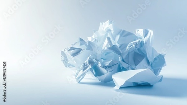Fototapeta Crumpled paper balls forming a creative sculpture, symbolizing teamwork and innovation.