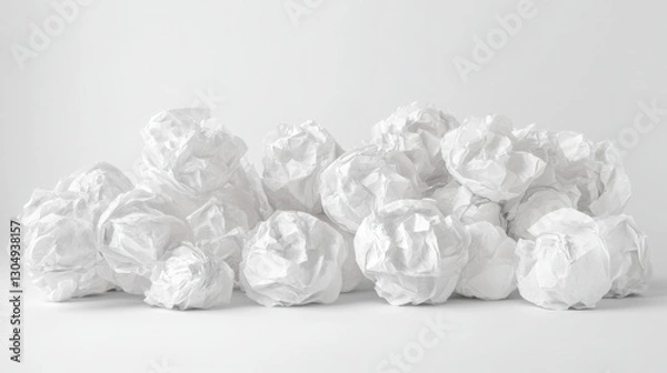 Fototapeta Crumpled paper balls forming a creative sculpture, symbolizing teamwork and innovation.