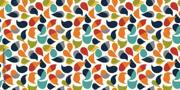 Fototapeta Colorful seamless pattern featuring abstract shapes in vibrant hues for textile and design use. pattern speech