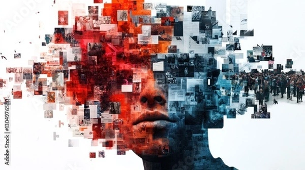Fototapeta Abstract Portrait Blending Images and Colors in Artistic Composition