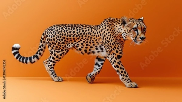 Fototapeta Cheetah in Orange Studio Setting