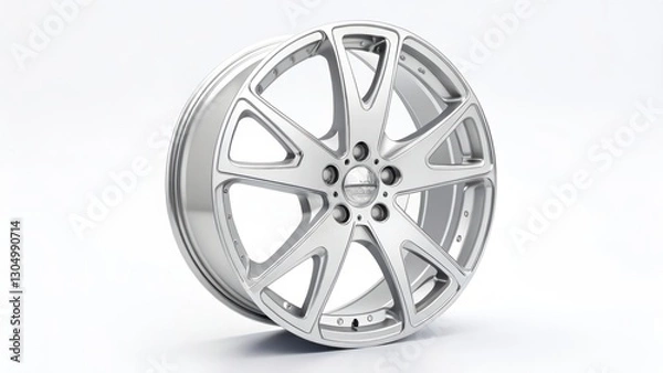 Fototapeta Chrome Alloy Wheel on White Background