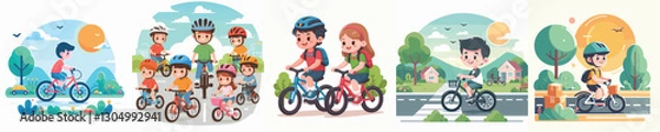 Obraz Vector of a young child riding a bicycle.