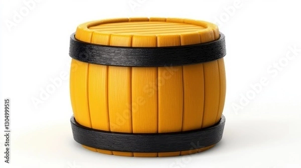 Fototapeta yellow barrel with black bands, perfect for storage and decoration.
