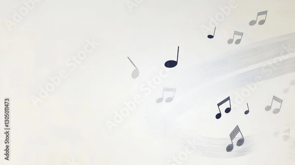 Fototapeta Musical notes and staves creating a soft, elegant design, perfect for music related projects