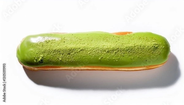 Fototapeta Long John Matcha Donut with Glaze Toping on White Background Isolated