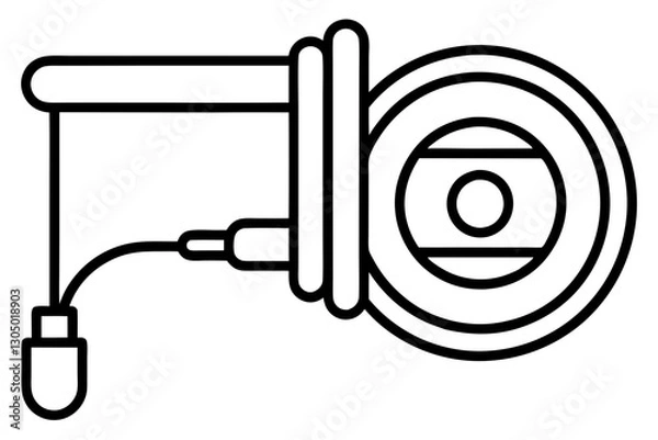 Obraz Fire Hose Reel Line Art Icon for Safety and Emergency Use

