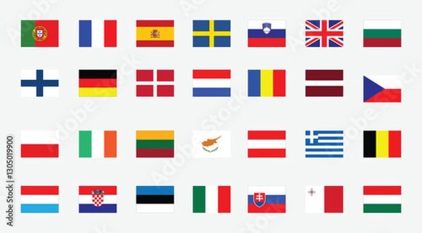 Fototapeta European Union member countries Flags. European Union countries .Flag of All European Union member
