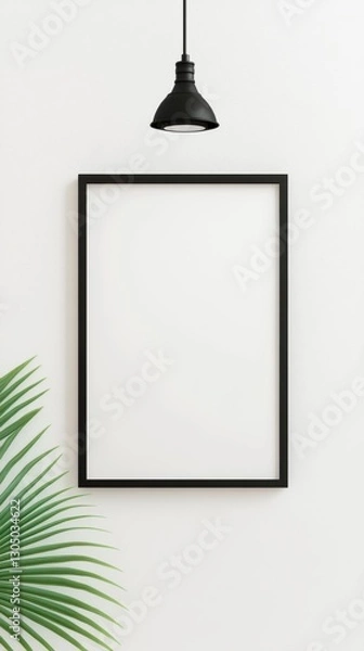 Fototapeta Floating Frame Mockup with Neutral Background and Plant Element