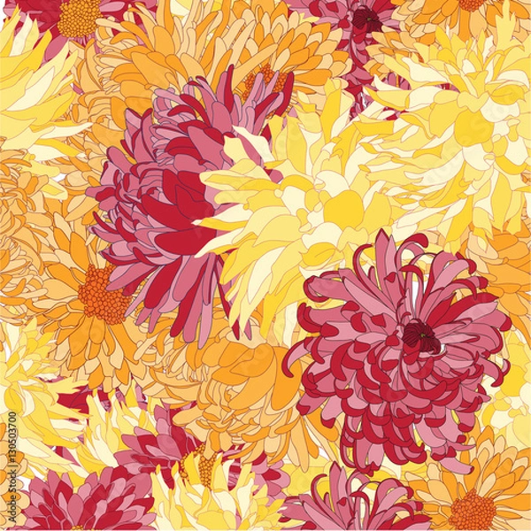 Fototapeta chrysanthemum flower seamless pattern