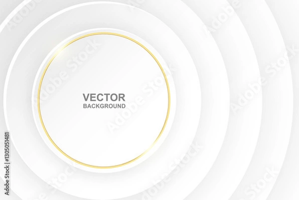 Fototapeta Luxury white and gold abstract background with soft light and shadow. Elegant circle geometric design. vector illustration.