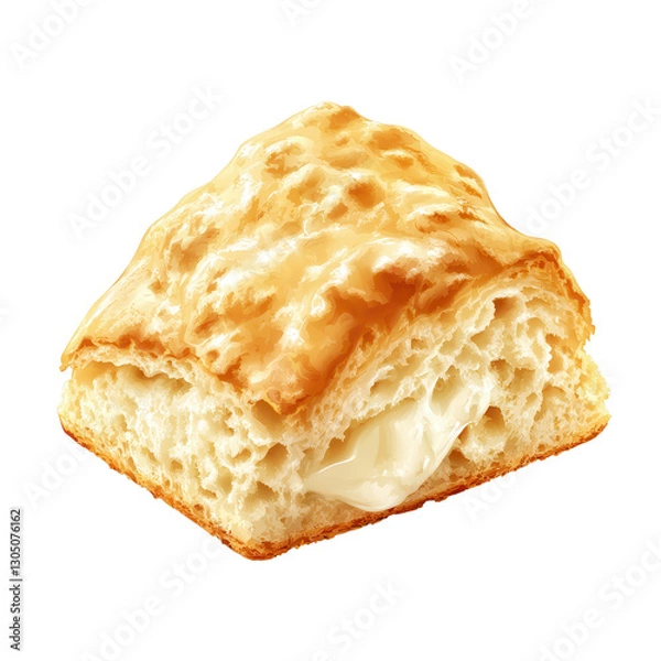 Fototapeta Butter Biscuit: A close-up shot of a flaky, golden-brown biscuit, inviting viewers to savor the warmth of home-baked goodness.