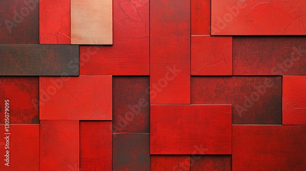 Obraz Red Geometric Abstract Tile Pattern