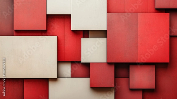 Obraz Red Geometric Abstract Tile Pattern