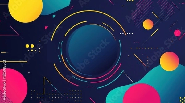 Fototapeta A neon-inspired abstract digital composition, where overlapping shapes create a glowing, harmonious visual.
