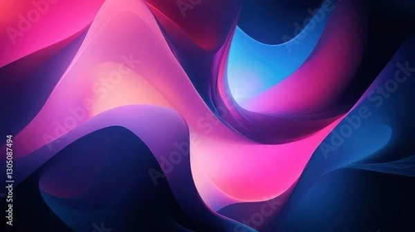 Fototapeta A smooth, glowing abstract digital composition, where geometric shapes intersect to form a balanced, fluid design.