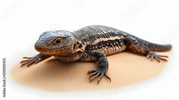 Fototapeta Mexican mole lizard crawling on desert sand, half-lizard, half-worm