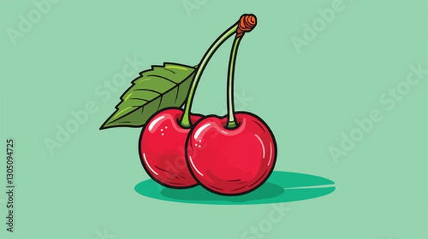 Obraz Cherry Fruit Vector Illustration in Detailed One Line Sketch Style for Creative Designs