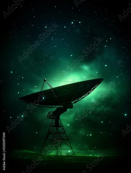 Fototapeta Cosmic Call: A massive satellite dish poised against a breathtaking, star-studded canvas, capturing the vastness and mystery of space.