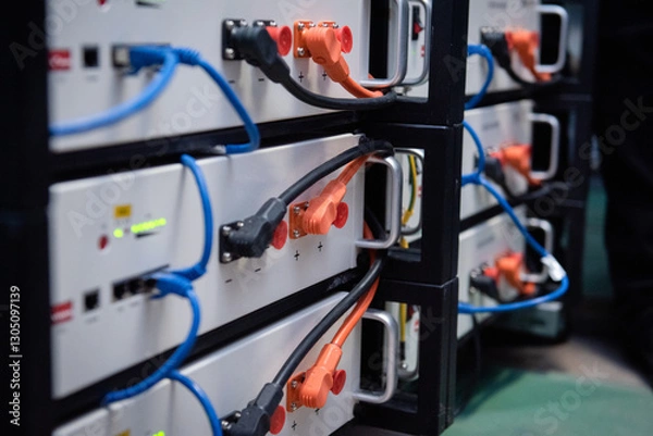 Obraz connected battery modules for solar panels