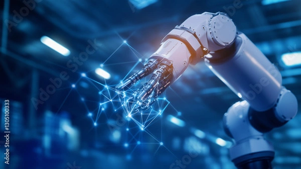 Fototapeta A Stunning Robotic Arm in Action: Precision and Innovation in Modern Manufacturing