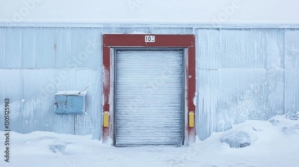 Fototapeta Frozen Loading Dock Arctic Building Exterior in Winter