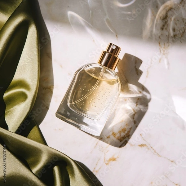 Obraz bottle of perfume on a blue background