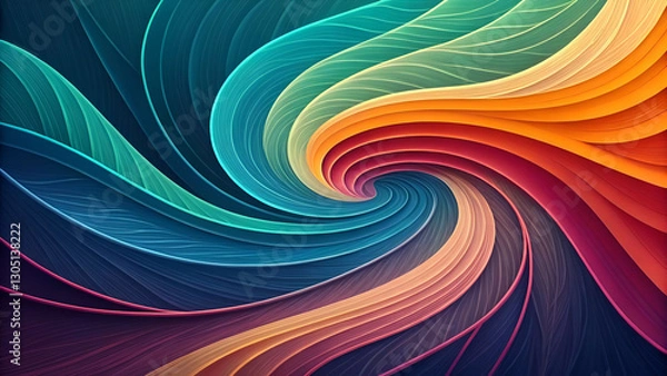 Obraz A mesmerizing generative AI illustration with colorful curvy lines and fluid gradient blends, creating a modern abstract background.