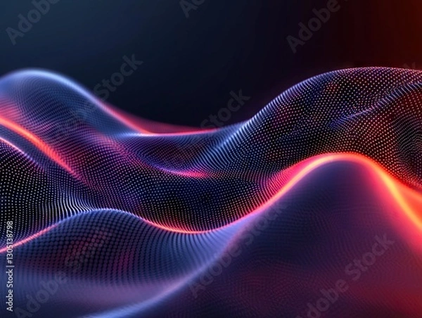 Fototapeta Dynamic waves of abstract digital design virtual space visual art futuristic environment close-up view
