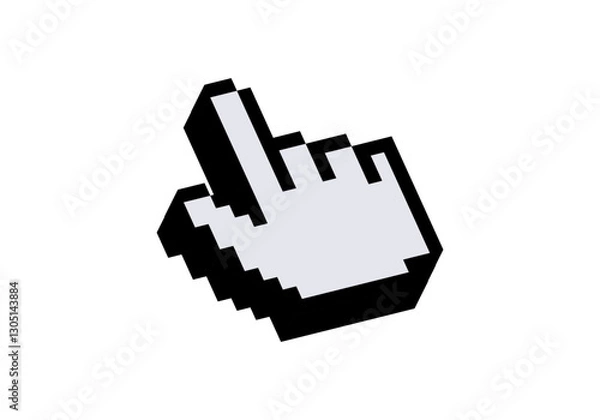 Obraz Pixelated hand cursor icon commonly used for digital navigation. ideal for websites and software interfaces.