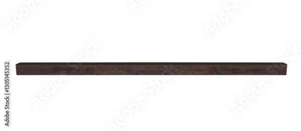 Fototapeta Square old beam painted with brown paint, horizontal up view. On isolated transparent background.