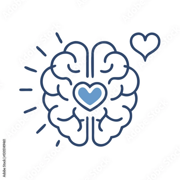 Fototapeta Health Care Icon World Health Day Brain with heart symbol representing emotional intelligence