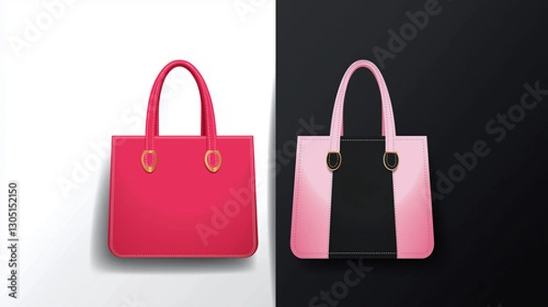 Fototapeta Two stylish handbags in pink and black, perfect for any occasion!
