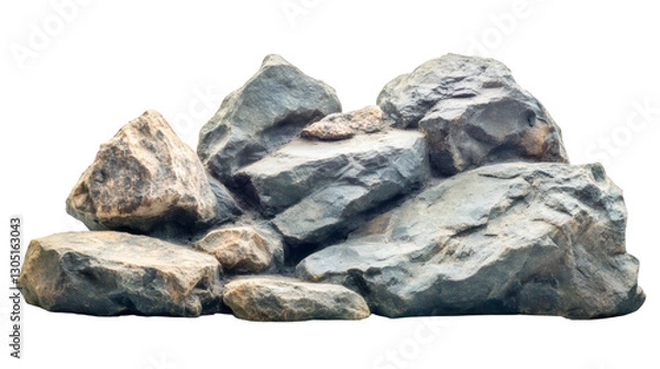 Fototapeta Granite rocks forming a natural pedestal isolated on transparent background, ideal for photo manipulations