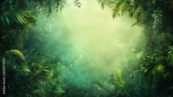 Fototapeta Lush jungle summer vibes copy space nature serene environment vibrant greenery concept