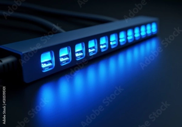 Obraz Blue Light Strip On Dark Surface Lighting Modern Setup