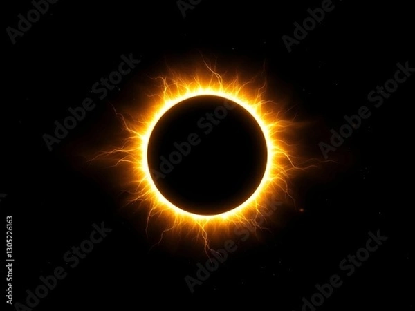 Fototapeta An awe-inspiring image of the solar eclipse, featuring a dark moon surrounded by a fiery corona against a dark background