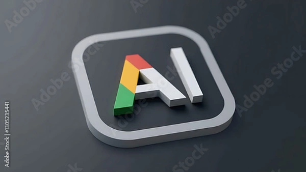 Fototapeta google ai app logo rendered dark gray background white rounded square around