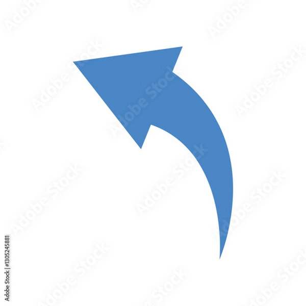 Fototapeta Long blue curve arrow icon vector illustration. Blue curve arrow icon, long arrow icon, curve arrow