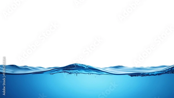 Fototapeta white background blue water level space left text stand