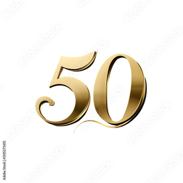 Fototapeta A beautifully designed gold number 50 in an elegant, thin font, perfect for celebrating a 50th anniversary